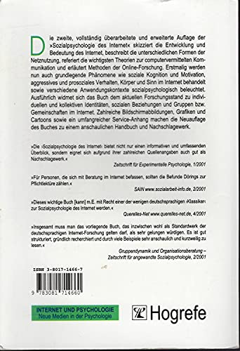 Sozialpsychologie des Internet. Die Bedeutung des Internet für Kommunikationsprozesse, Identitäten, soziale Beziehungen und Gruppen. von Hogrefe Verlag GmbH + Co.